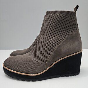 Eileen Fisher Quill Ankle Boot Womens 11 Rye Brown Knit Platform Wedge NEW